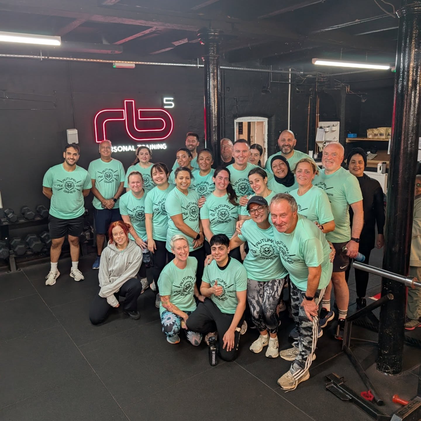members celebrating Autumn Games at RB5, a personal training studio in Nottingham